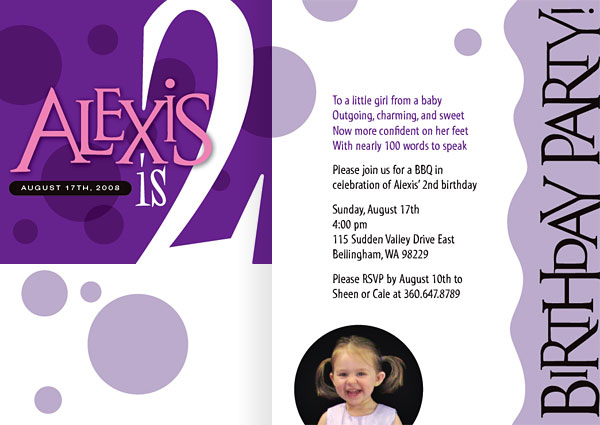 Alexis Smith-Bishop Second Birthday Party Invitation Design