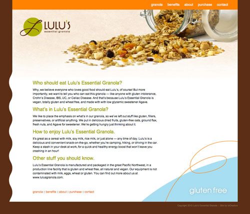 Lulu's Essential Granola Website Design