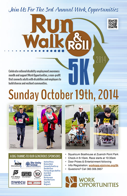 Run Walk & Roll 5K Poster Design