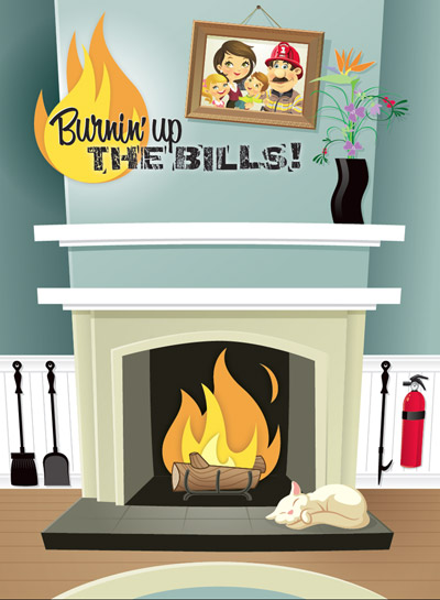 Burnin' Up The Bills Game Board Illustration