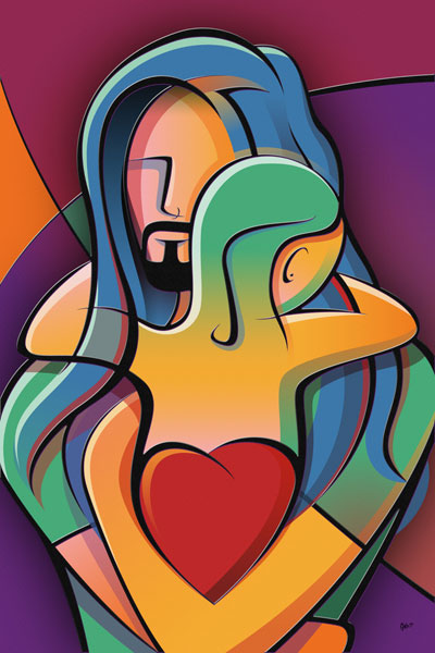 Hug Abstract Illustration Of Cale Burr With Alexis Smith-Bishop
