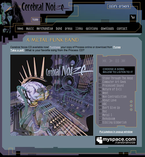 Cerebral Noize Metal Punk Band Website Design