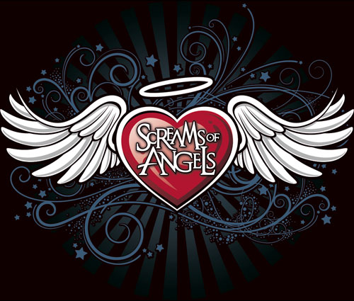 Screams Of Angels Winged Heart Girls T-shirt Design