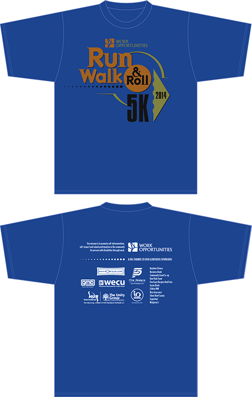 Run Walk & Roll 5K T-shirt Deisgn