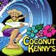 Coconut Kenny's Surfing Mascot Illustration