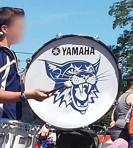 Lynden Christian School Lyncs Mascot On Marching Band Drum