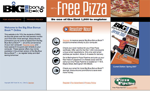 Big Blue Bonus Book Website Design