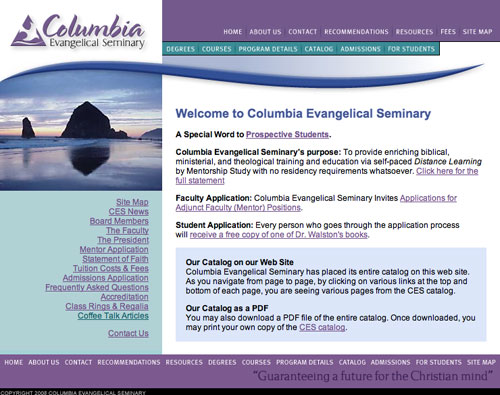 Columbia Evangelical Seminary Website Design