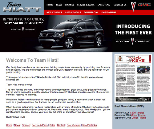 Hiatt Pontiac GMC Website Design